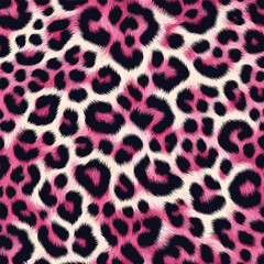 Artistic pink leopard fur pattern with exotic animal skin texture, ideal for fashion fabric, wallpaper, and camouflage.