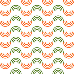 Seamless pattern with red and green circles lines.