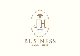 Elegant JH Monogram Logo with Diamond Accent for Business and Jewelry