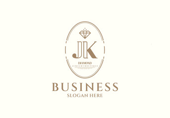 Elegant JK Monogram Logo with Diamond Accent for Business and Jewelry