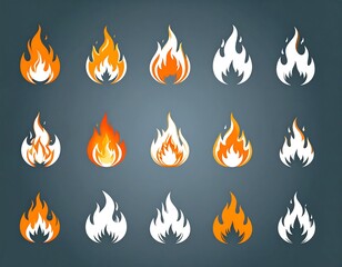Various fire icons in different colors and styles