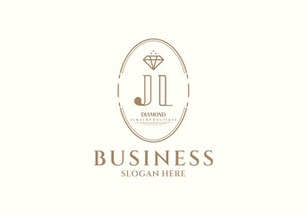 Elegant JI Monogram Logo with Diamond Accent for Business and Jewelry