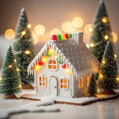 Festive gingerbread house, adorned with sweets, radiates holiday cheer