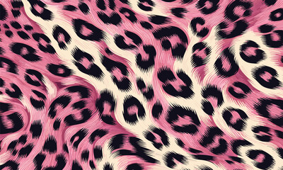 Exotic pink leopard skin background with wild fur details, great for decorative fabric, stylish wallpaper, and camouflage.