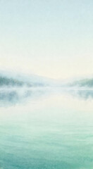Misty Watercolor Lake Landscape