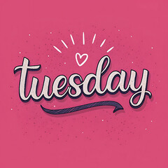 Word "Tuesday" with pink background
