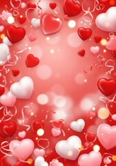 Romantic Valentine's Day Heartscape with Glowing Bokeh and Sweet Confetti