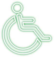 ネオンの車椅子サインのベクターイラスト素材