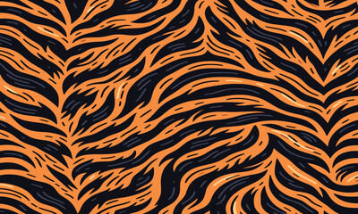 Tiger skin pattern illustration vectand with wild animal fur stripes and texture background, ideal fand fabric prints, wallpaper, tile patterns, and creative surfaces.