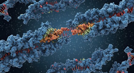 Dynamic molecular interaction reveals complex protein binding and genetic sequencing in stunning scientific visualization