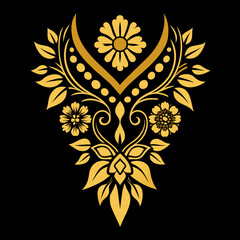  golden floral embroidery design on black fabrics 2