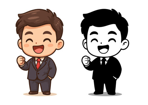 Chibi boy black and color design 