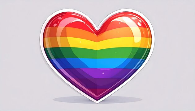 Rainbow heart sticker
