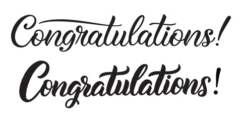 Elegant Congratulations Calligraphy Text in Black Script Font Isolated on White