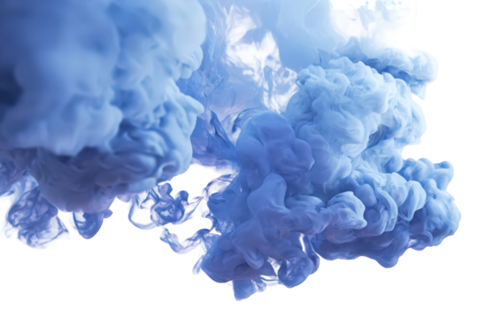 Abstract Blue Smoke Cloud on Black Background with Transparent Effect and Soft Lighting