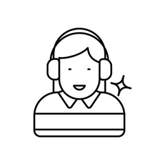 Virtual Assistant  Black Line Icon