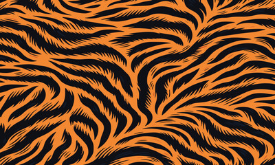 Tiger skin vectand illustration featuring wild striped animal fur, great fand artistic wallpaper murals, fabric textures, and tile projects.