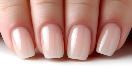 Closeup Nude Nails Manicure Polished Beauty