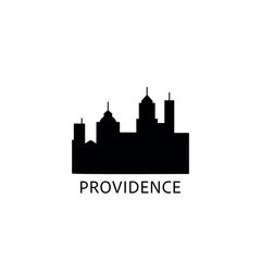 Fototapeta premium Providence skyline, horizon logo. Panorama of USA Rhode Island state city, icon with landmarks, skyscrapers, buildings. Isolated graphic, vector clipart