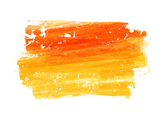 Watercolor painted grunge horizontal brushed banner in orange and yellow colors.