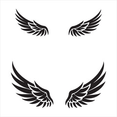 Obraz premium set of vector wings, bird, eagle, silhouette, vector, wing, flying, animal, illustration, tattoo, wings, feather, dove, black, design, fly, nature, hawk, symbol, icon, birds, angel, pigeon, flight, se