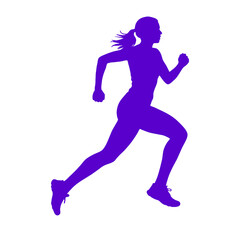 Run. Running men and women, vector set of isolated silhouettes.