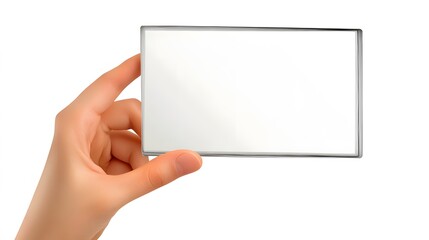 Obraz premium Hand Holding Blank Rectangular Screen Mockup