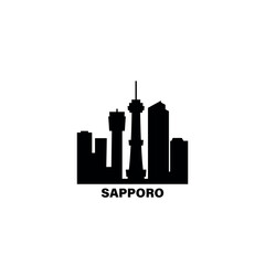 Fototapeta premium Sapporo skyline, horizon logo. Panorama of Japan city icon, landmarks, skyscrapers, buuldings, downtown. Isolated graphic, vector clipart