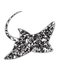 Grunge Stingray Silhouette for Nautical and Marine Design.