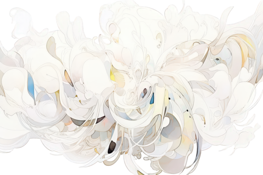 Abstract Digital Art of White Floral Shape with Transparent Background and Varying Textured Details