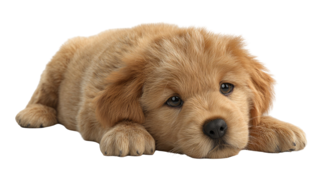 3d render of golden retriever puppy cute dog young pet animal domestic canine friendly loyal playful companion object isolated on white background
