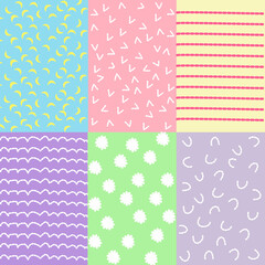 Set of seamless patterns used as backgrounds or for design elements.