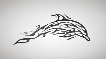 Obraz premium Black Tribal Dolphin Design for Artistic and Creative Projects in Abstract Style
