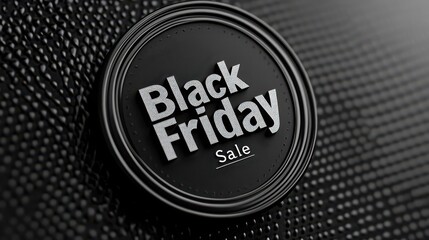Black friday sale badge with white text on a black textured background