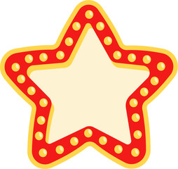 Retro Star Sign: Illuminated Red and Yellow Border with Empty Center