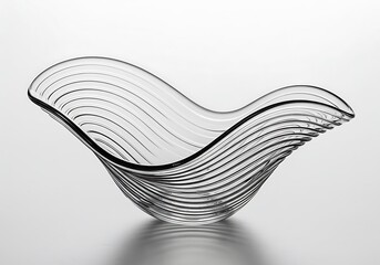 Decorative transparent glass bowl isolated on white background