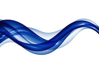 Abstract blue wave isolated on white background, flowing dynamic design