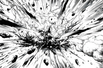 Abstract Black And White Ink Splash Explosion Pattern On Transparent Background