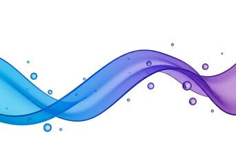 Abstract flowing wave with bubbles isolated on white background