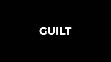 Guilt shake text animation in 4K with transparent background. Vibrating shaking typography effect for psychology, health, stress, mental health, harmful habits, social awareness video projects.