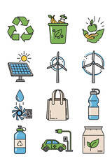 Sustainable Living Icons Eco-Friendly Symbols for a Greener World