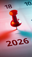 Marking the Future Red Pin on 2026 Calendar Date