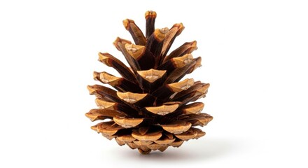 Close-up studio shot of pine cone on white background ideal for autumn