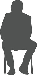 Contemplative Figure Seated Silhouette on Chair Silhouette Design Minimalist Art Person Sitting with a Pensive Mood Simple Graphic Representation