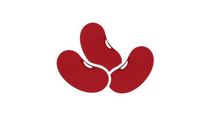 Three Stylized Red Kidney Beans On Black Background