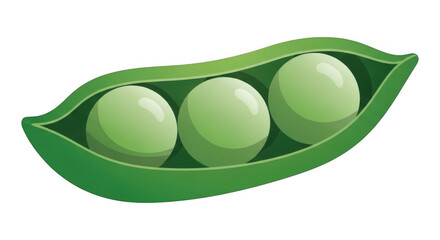 Green Pea Pod With Three Peas Illustration