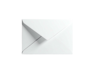 A single, white, closed envelope, isolated on a black background, clean and bright