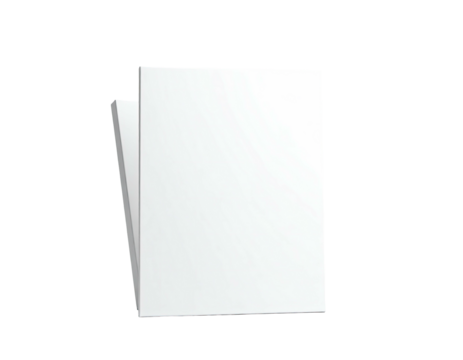 A stack of white, blank rectangular papers, slightly offset against a black background