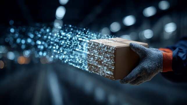 Conceptual digital delivery showcasing fast logistics and modern supply chain solutions in business
