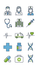 Healthcare Icon Set Medical Symbols and Illustrations for Clinic and Hospital Use
